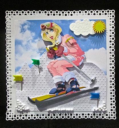 Skier Dudess Decoupage Sheet by Cynthia Massey