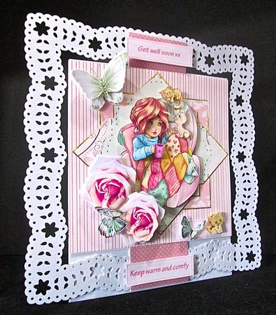 Be Comfy 7.5x7.5 Card with Decoupage by Cynthia Massey