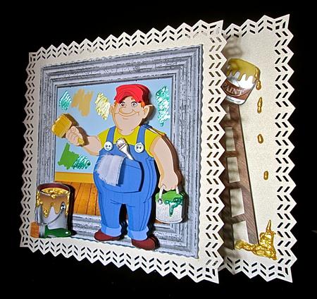 The Painter 7.5x7.5 Card with Decoupage by Cynthia Massey