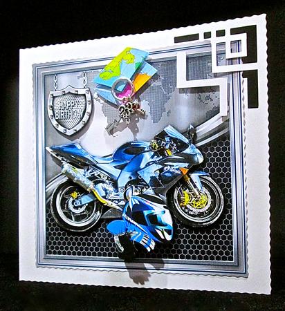 Blue Motorbike 8in x 8in Decoupage Mini Kit by Cynthia Massey