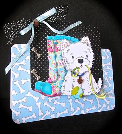 Westie Walkies! Card Front Kit by Cynthia Massey