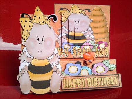 Baby Bug Birthday Side Stepper card by Cynthia Massey