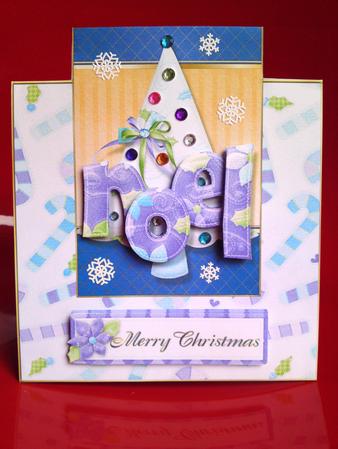 Noel and Christmas Tree Over the Edge Card by Cynthia Massey