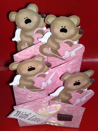 Cupid Bear with Heart Cascade Card Kit by Cynthia Massey