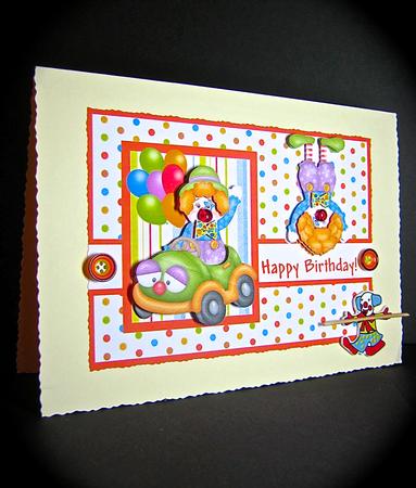 Clown Childrens Birthday Decoupage Card by Cynthia Massey
