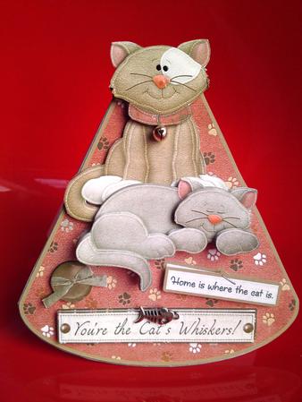 Home is Where the Cat is Wobble Card with Decoupage by Cynthia Massey