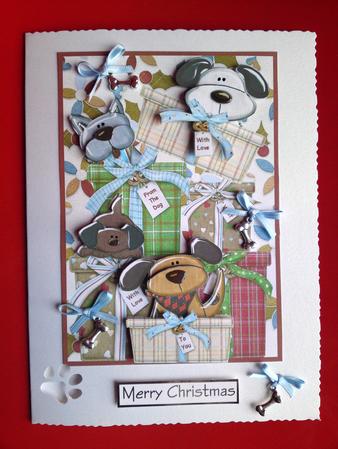 Who's Hiding in the Presents? Decoupage Card by Cynthia Massey
