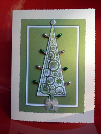 Green Modern Christmas Tree Quick Card by Cynthia Massey
