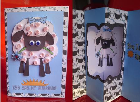 Sheep with Flower Internal Window Card Kit by Cynthia Massey