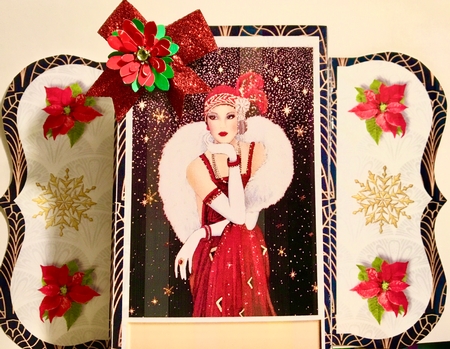 Art deco female pop out Christmas card by Darlene Handorff