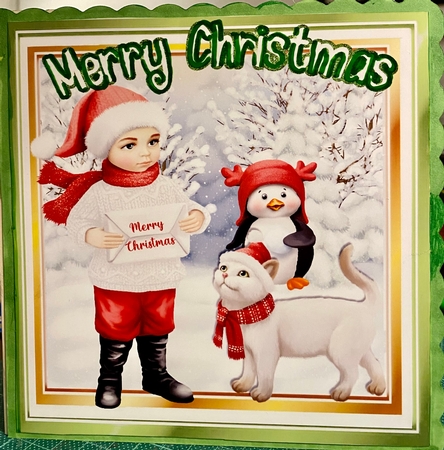Merry christmas, christmas scene 8x8 by Darlene Handorff