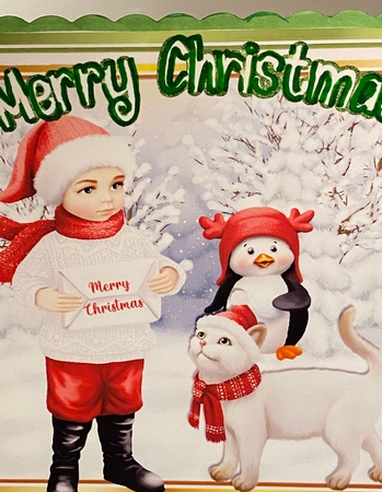 Merry christmas, christmas scene 8x8 by Darlene Handorff
