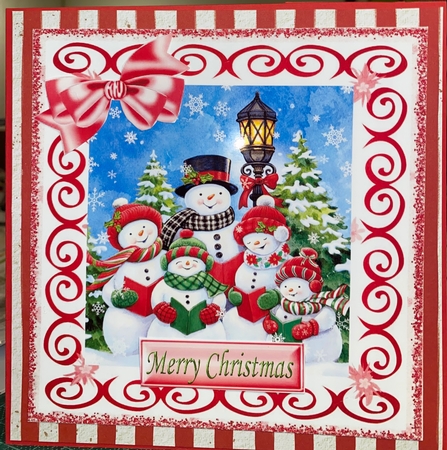 Lovely snowmen carol singing scroll frame 8x8 by Darlene Handorff