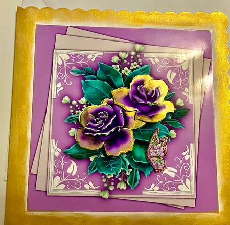 3,Lovely 7x7 Mini Kits with Gold Tinted Roses by Darlene Handorff