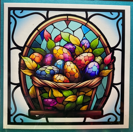 Easter Stained Glass Window - Basket 3 8x8 by Darlene Handorff