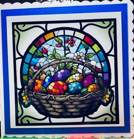 Easter Stained Glass Window - Basket 1 8x8 by Darlene Handorff