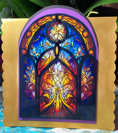 Stunning Shaped Stained Glass Topper & Decoupage 4 by Darlene Handorff