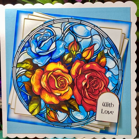 Stained Glass Floral Style 8inch Round PNG Designs - set 2 by Darlene Handorff