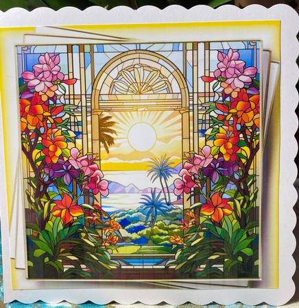 Serene Stained Glass Garden Sunrise 2 Multi Topper Kit by Darlene Handorff