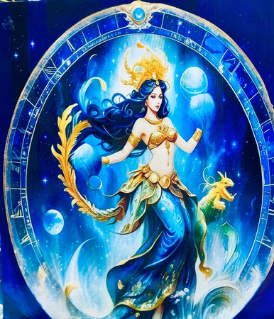A4 AI Beautiful Fantasy Zodiac Signs Aquarius by Darlene Handorff