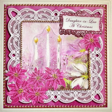 Pink Poinsettia Daughter in Law 8in Sentiment Topper by Darlene Handorff