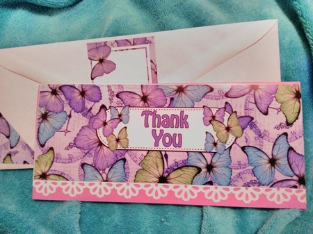Thank You Teacher Butterflies Large Dl Matching Insert by Darlene Handorff