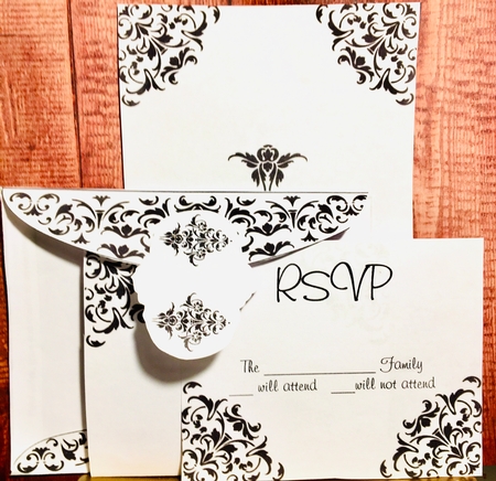 070 Damask Invitation or Announcement  by Darlene Handorff