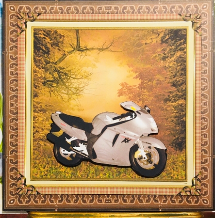 Silver Motorbike Decoupage Topper by Darlene Handorff