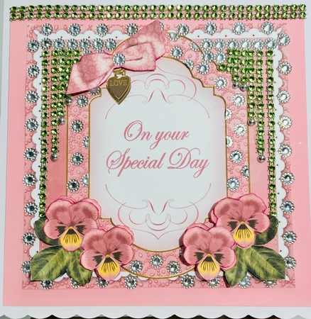 Pink Pansy Special Day Fancy 7in Decoupage Topper by Darlene Handorff