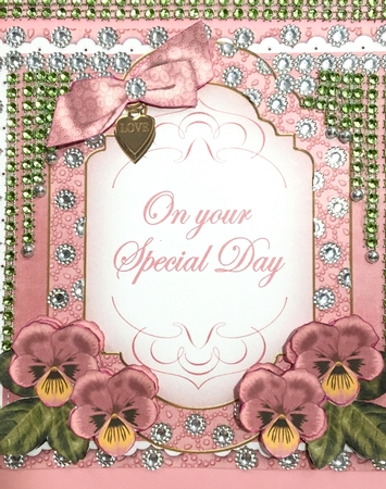 Pink Pansy Special Day Fancy 7in Decoupage Topper by Darlene Handorff
