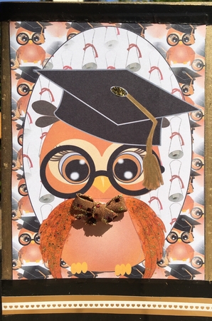 Orange Graduation Owl Topper by Darlene Handorff