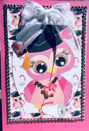 Pink Graduation Owl Topper by Darlene Handorff