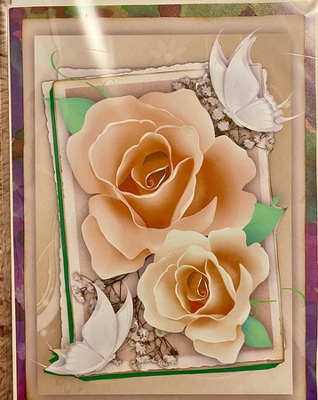 Beautiful Golden roses and White Butterflys  by Darlene Handorff
