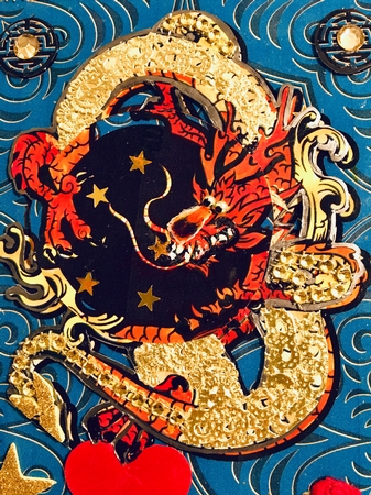 Golden Dragon Longevity Card Quick Cards Enchanting Card Topper by Darlene Handorff
