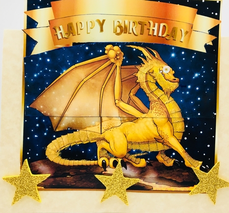GOLD DRAGON stars background - quick card by Darlene Handorff