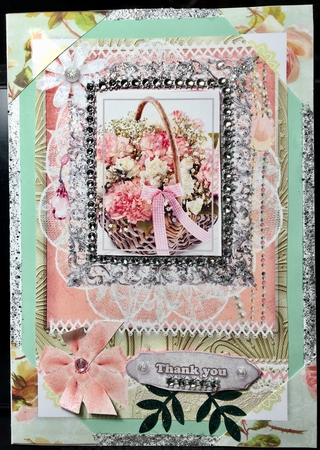 Shabby Chic Quick Card with gems tag, and lace by Darlene Handorff