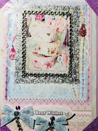Shabby Chic Quick Card with gems tag, and lace by Darlene Handorff