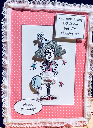 Stella - Im not saying 60 is old - Pink Polka Dots Shabby Chic by Darlene Handorff