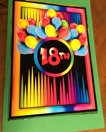 Over the Top Colour 18th Birthday Card Topper & Inner by Darlene Handorff