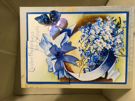 Vintage Easter Flowers in Box Duo Corner Stacker by Darlene Handorff