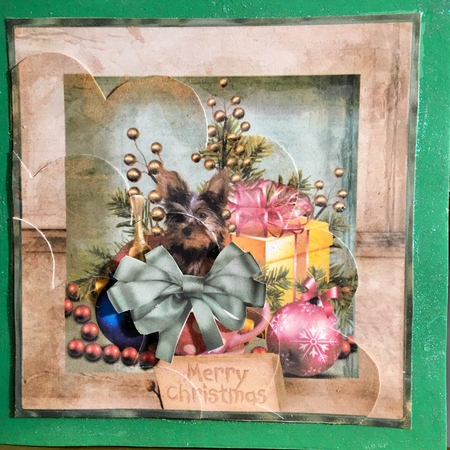 Puppy For Christmas Shell Edged Corner Side Stacker by Darlene Handorff