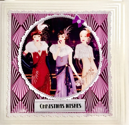 Art Deco female Christmas card topper for 6x6 card by Darlene Handorff