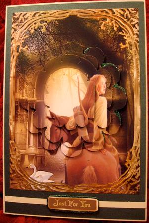 Horse Rider & Swans Flower Shape Pyramage by Darlene Handorff