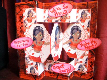 Pretty Red Fairy 3 Panel Pop Up by Darlene Handorff