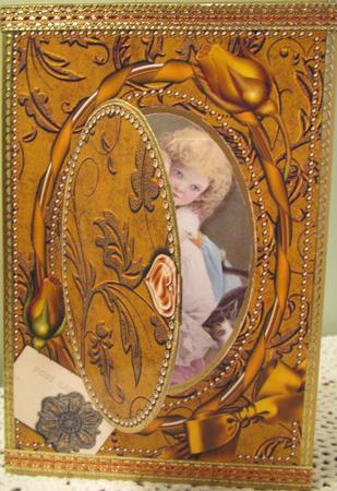 Gold Floral Vines Plain A5 Locket Card Front by Darlene Handorff