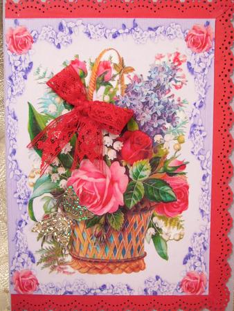 Roses and Flowers in a Basket A4 Topper by Darlene Handorff