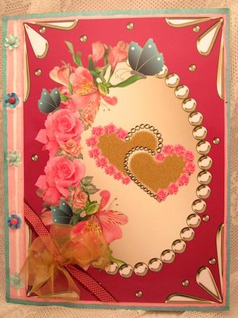 A4 "two Dreaming Hearts on Magenta" by Darlene Handorff
