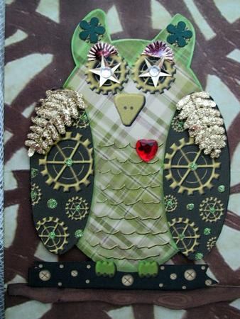 Steampunk Owl Shape Card by Darlene Handorff