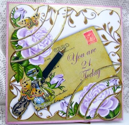 Lilac Roses 21 Today Ink Saver 6in Duo Corner Stacker by Darlene Handorff