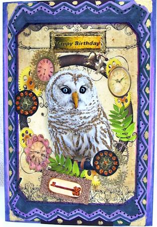 Clock Steampunk Frame with Owl A4 by Darlene Handorff